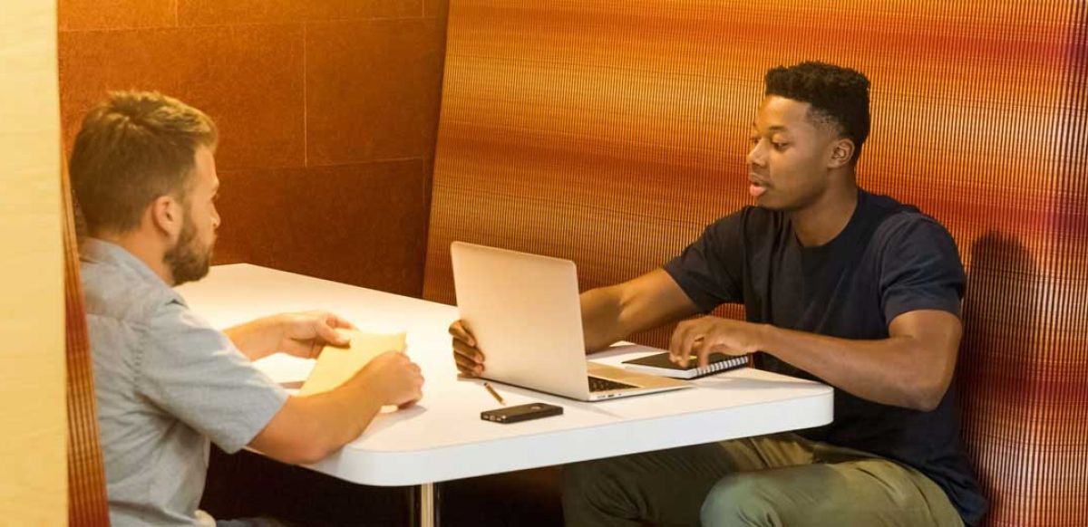 Two men having a meeting in an office